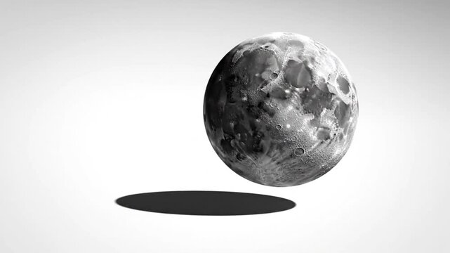 Minimal Small Moon Floating Clean White Background Soft Shadow Space Concept Design