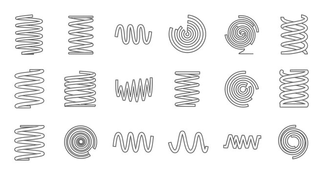 collection of different types of spring coils and spirals illustration
