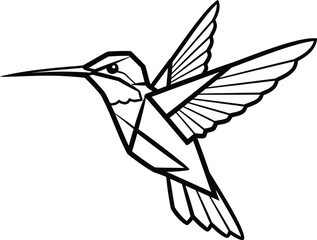 Fototapeta premium Geometric illustration of hummingbird in flight with outstretched wings and long beak