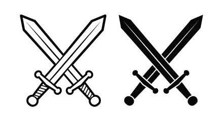 Two crossed swords depicted in black and white a striking silhouette © Mdarif