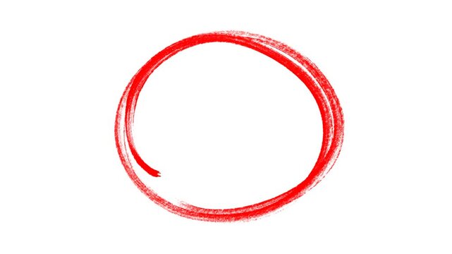 Four hand-drawn red circle brush stroke highlight marker set for presentation, Hand Drawn Oval Highlight Effect, 4k circle animation with alpha channel