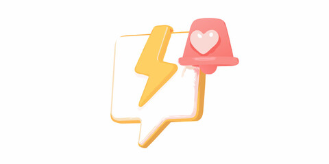 Fototapeta premium Colorful illustration of a speech bubble with a heart and lightning bolt