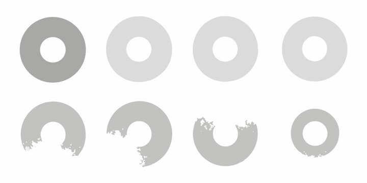 Arrangement of six oval shapes in varying shades of gray