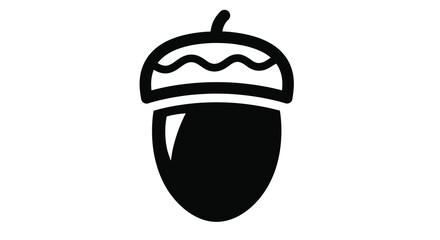 Simple black illustration of an acorn a natural autumn image silhouette © Mdarif