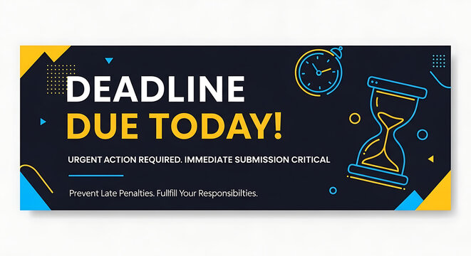Urgent Today Deadline Reminder Concept Showing Task Completion Notice Emphasizing Immediate Action Required for Professional Business Time Management and Efficiency in Workload Scheduling.