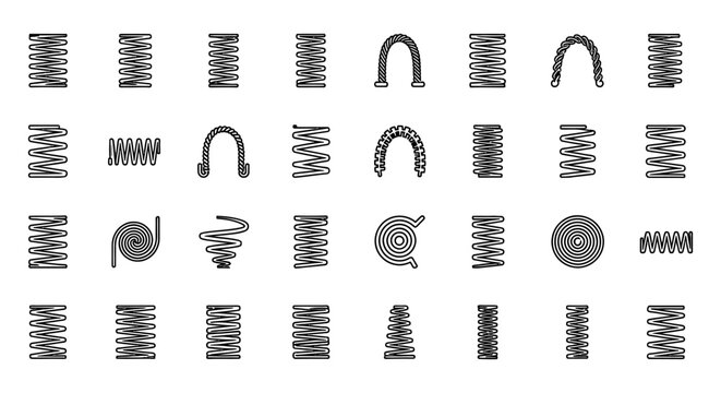 collection of different types of springs and coils vector set