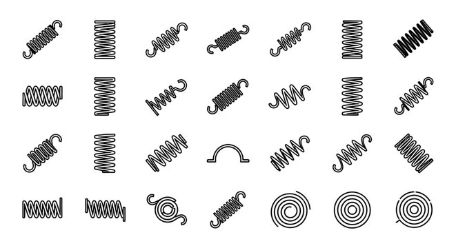 set of different types of springs and coils spiral and helical for design