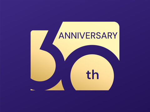 30th Anniversary luxury gold celebration with elegant numbers overlapping in round square shapes typography vector illustration design concept. Thirty Years anniversary gold template for celebration e