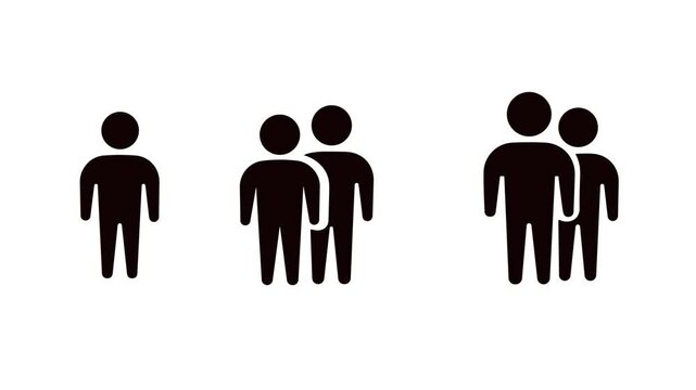 Stickman crowd animation silhouette human team icon motion social community group figures minimal video