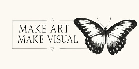 A butterfly illustration accompanies the text make art make visual © Tapan