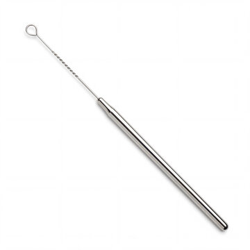 Precision chemist laboratory inoculating loop in polished metal isolated on clean white background high resolution