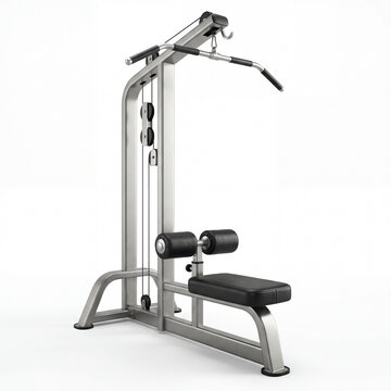 Lat Pulldown Machine in Satin Steel for Gym Equipment Marketing and Product Catalogs