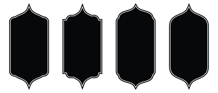 vector shapes of a window or door arch mosque gate islamic arabesque pattern.