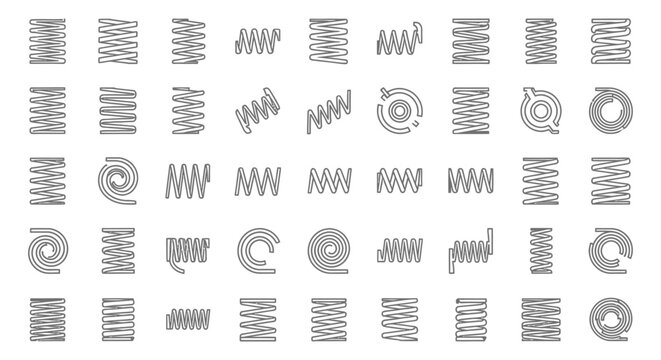 collection of various types of linear spring icons vector illustration