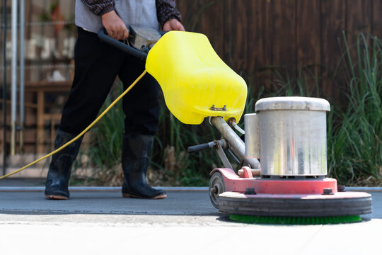 Workers are cleaning the city streets