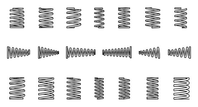 spring coil mechanical springs vector illustration displaying various metal industrial and engineering components.