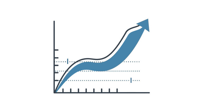 Blue arrow graph showing upward trend and growth.