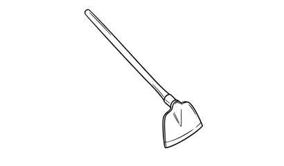 A simple line art illustration of a shovel on a white background © Mstshneha