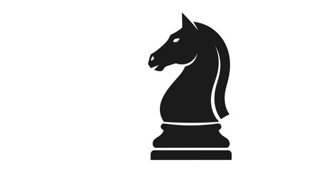 Black chess knight piece silhouette on white background. © wiski
