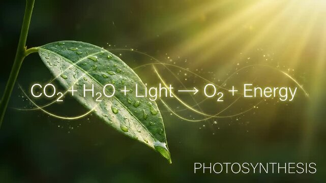 Photosynthesis, biochemical conversion of solar energy, carbon dioxide, water into oxygen, generating glucose, essential for plant metabolism, sustaining natural ecosystem.