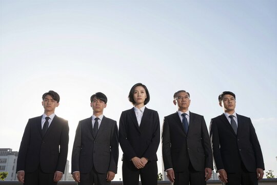 business team in a row