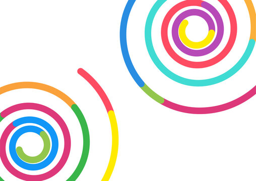 Abstract background with two colorful segmented spirals on white background. Vector illustration perfect for creative banners, posters, and web designs