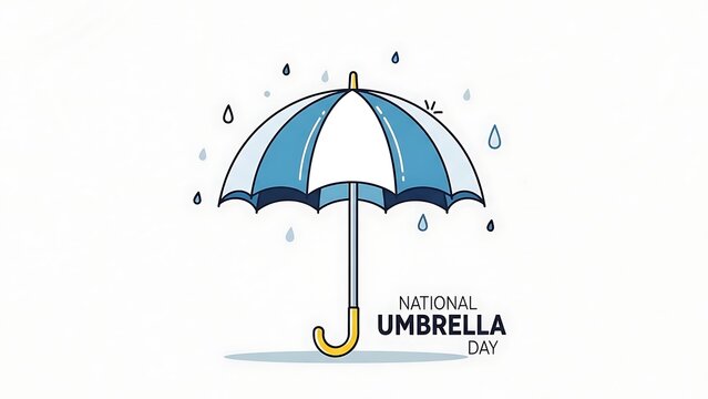 Illustrated umbrella with rain drops against a white backdrop for various applications