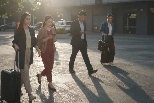 business people walking in the city