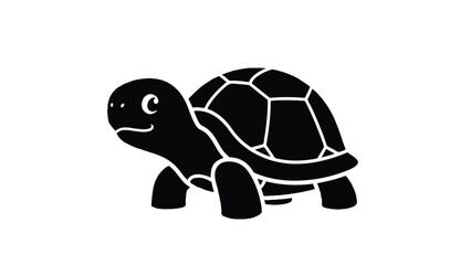 Black silhouette of a turtle walking. © aice