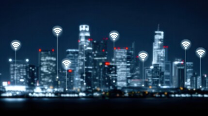 Obraz premium The golden law shapes the legal policy for compliance, and every regulation and governance rule is displayed on glowing screens throughout the busy metropolis.