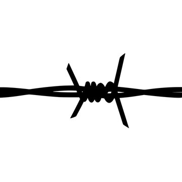 Barbed wire vector illustration, razor wire, fence symbol