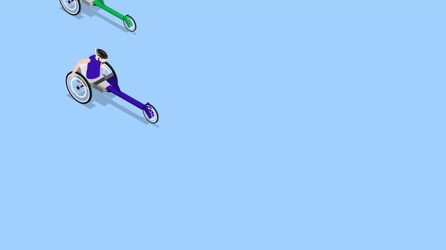 Wheelchair Racing with Athletes in Professional Racing Wheelchairs 3d animation cartoon