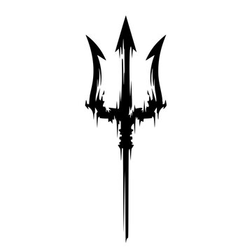 Vector illustration of a grunge trident, devil's pitchfork