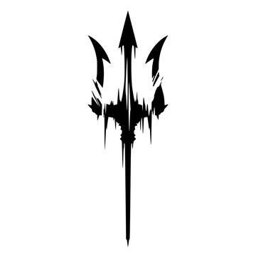 Vector illustration of grunge trident symbol with distressed effects