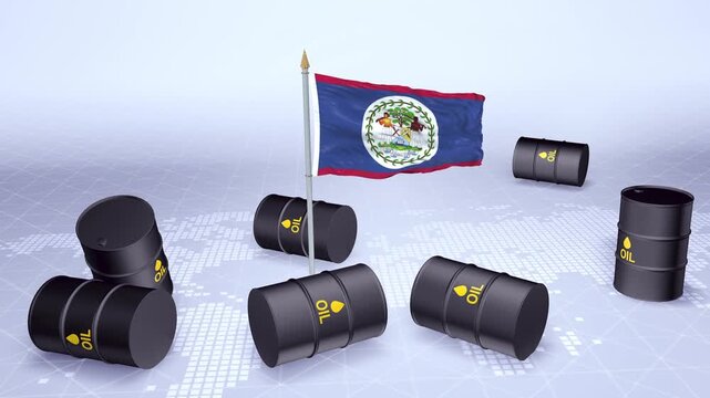 Belize Flag With Oil Barrels Motion Graphic