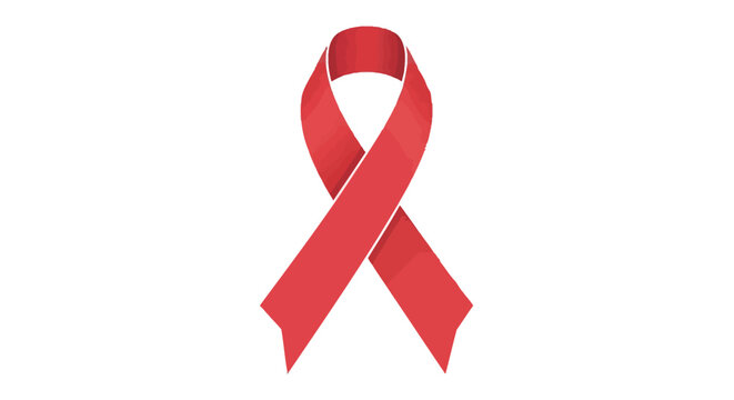 Digital illustration of a red awareness ribbon isolated on a plain white background, symbolizing HIV AIDS support, heart disease prevention, and cardiovascular health campaigns.