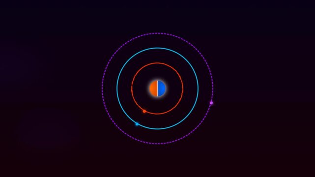 A visually appealing representation of orbits around a central body, featuring vibrant colors and circular paths