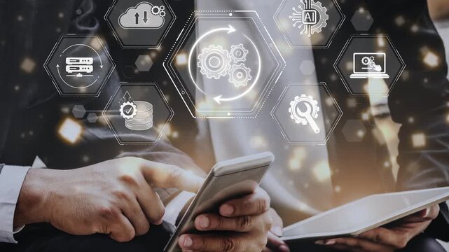 Modern Business Collaboration with Smart Technology Concept Illustrating Digital Transformation, Innovation, and Development in Corporate Environment Sigmoid