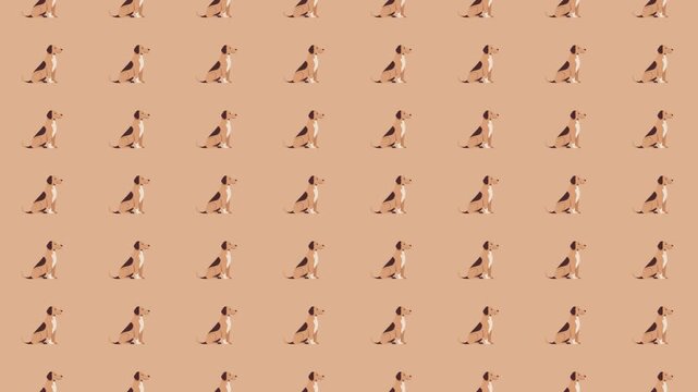 Seamless sitting dog repeating pattern light brown flat illustration cute pet background design