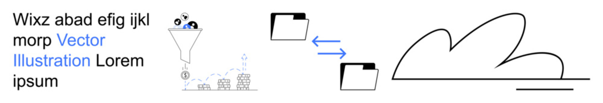 Data management, cloud solutions, file sharing, digital workflow, automation, and technology integration. A visual of a funnel directing information to folders and a cloud icon. Data management