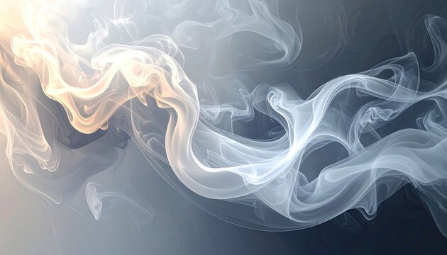 Swirling ethereal smoke with gradient lighting, from light yellow to deep blue grey