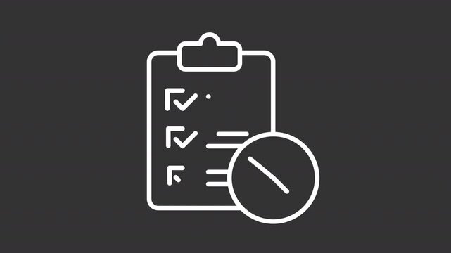 Animated survey white line icons. Customer service animation set. Performance review, quality control. User feedback. Business management. Isolated elements on dark background. Alpha channel HD video
