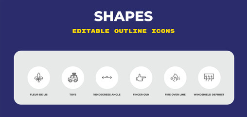 outline shapes icons set - fleur de lis, toys, 180 degrees angle. editable vector for web and mobile ui © IconArt