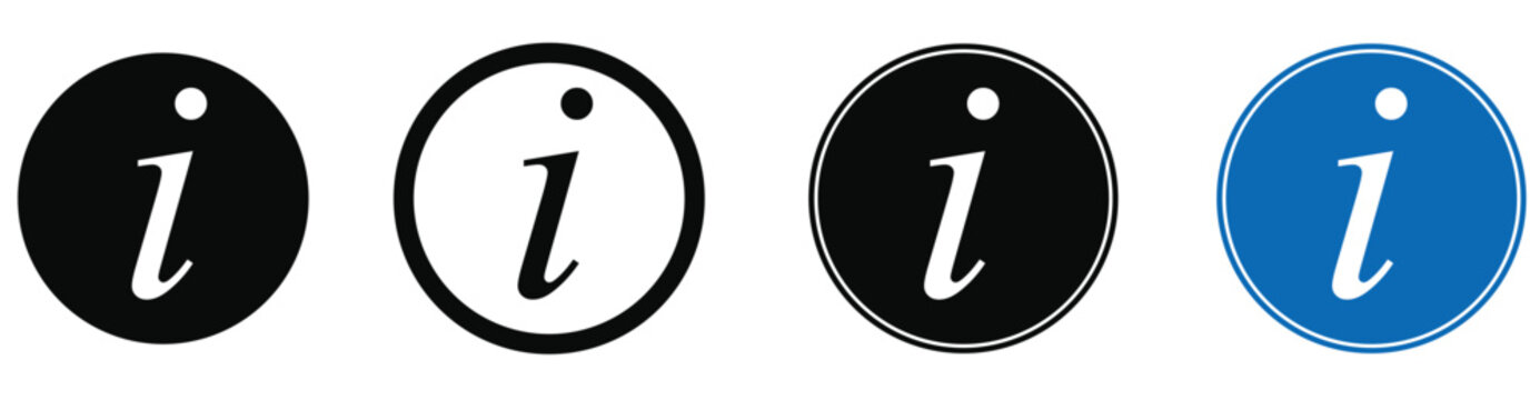 Info Icons Set: Information, Graphic, More Info, Button, Flat Line Symbol Collection