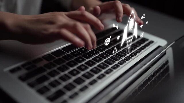 Startup launch and business growth concept, rocket symbolism, entrepreneurship, startup innovation, and early-stage success strategies for new business development and expansion. Muxer
