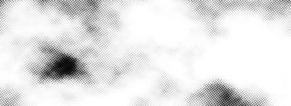 Grunge overlay of scattered black dots with a classic vintage halftone effect.