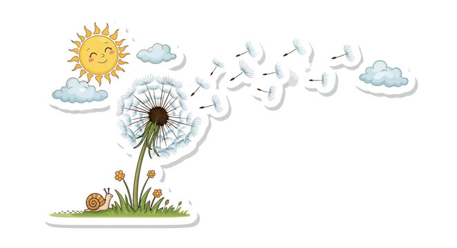 Delicate Dandelion Seeds Blowing in the Gentle Breeze of Summer.