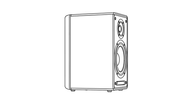 Minimalist Line Art Illustration of a Modern Bookshelf Speaker