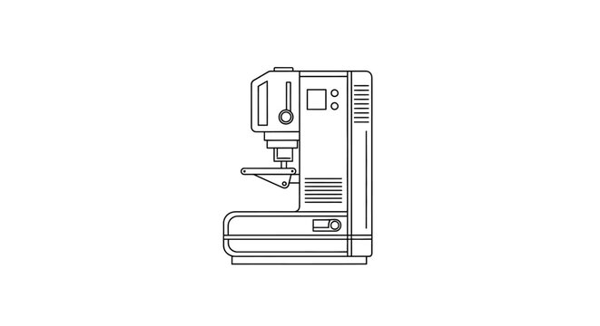 Outline Icon of a Laboratory Microscope for Scientific Research