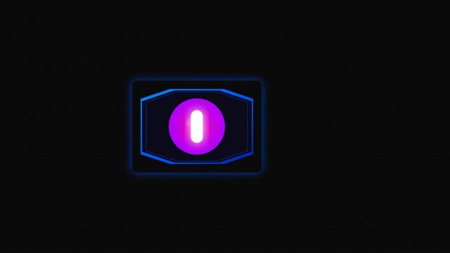 A vibrant purple orb centered on a sleek, futuristic black background with glowing blue accents